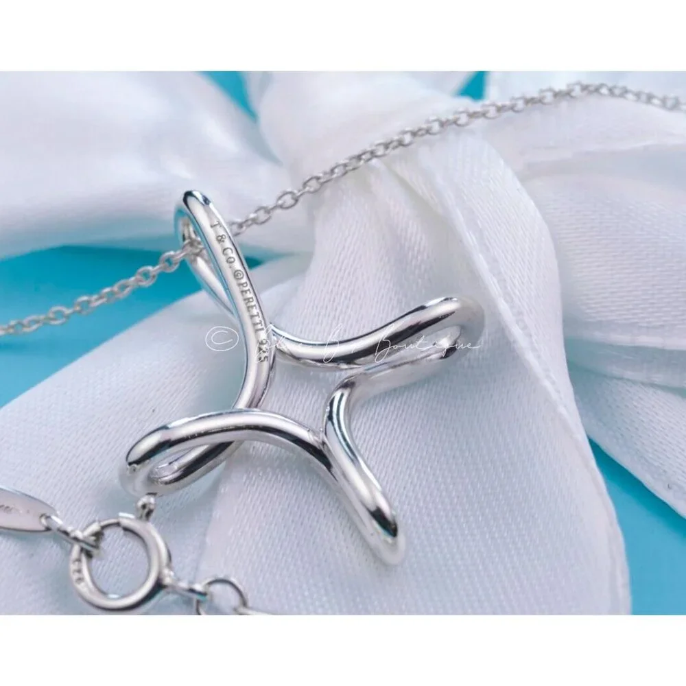 Tiffany & Co. Elsa Peretti Infinity Cross Pendant Necklace in Silver 16" 21mm - Picture 7 of 9